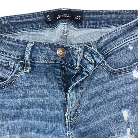 Hollister Super Skinny Distressed Jeans Women’s 27 Casual Thrashed Low Rise - Picture 4 of 9